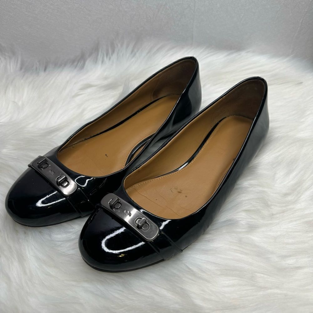 Coach Oswald Patent Leather Ballerina Flats Black 8.5